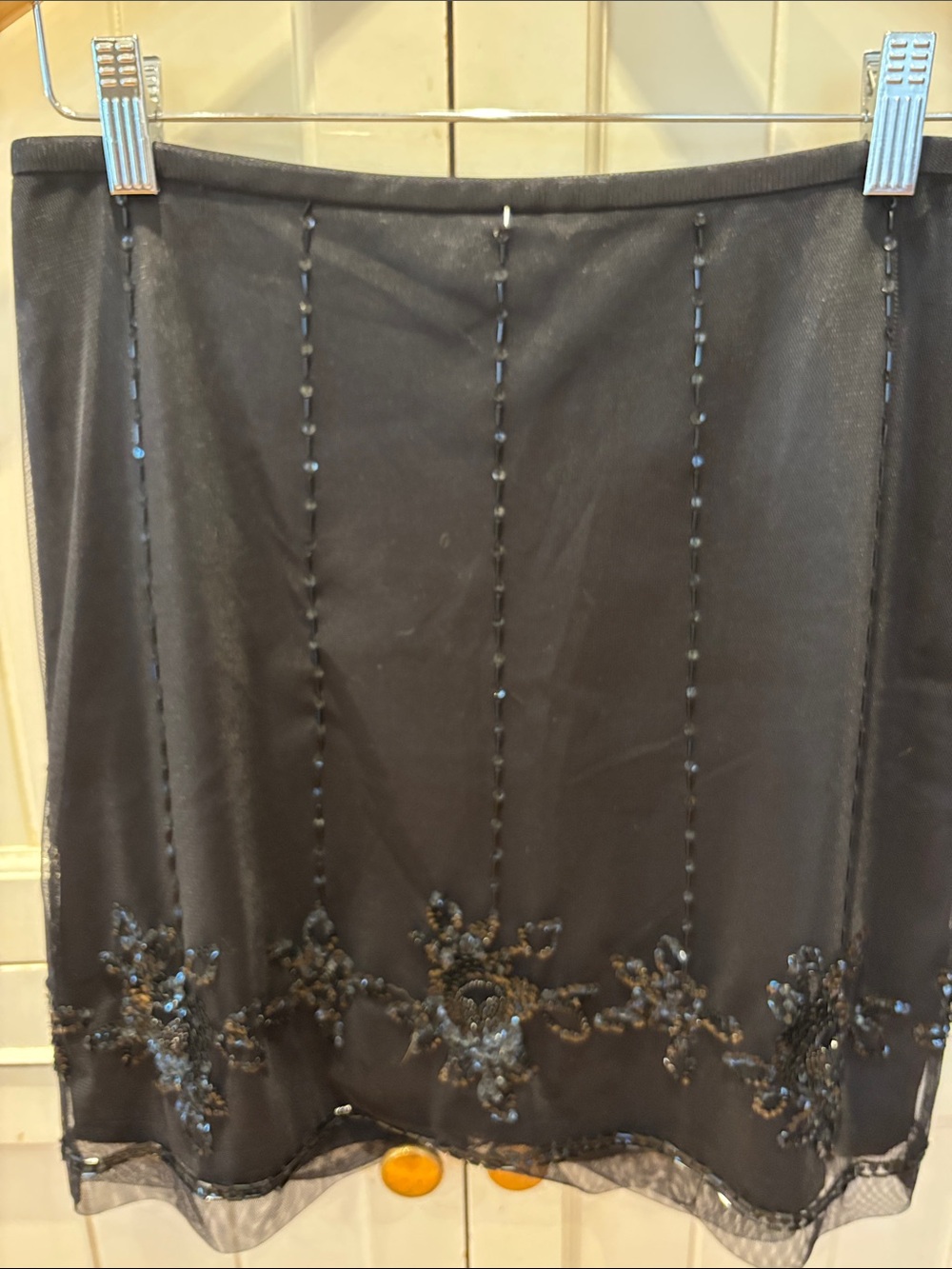 Ann Taylor Black Beaded Mini Skirt